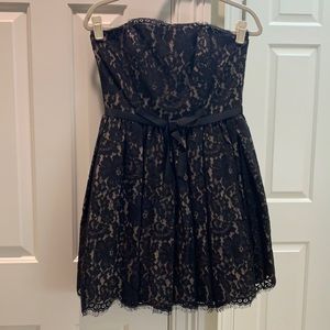 Black lace strapless dress